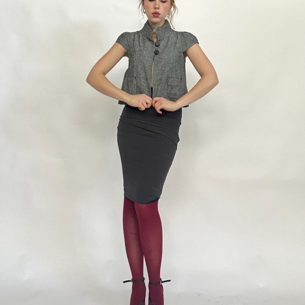 Max Mara Silk Grey Pencil Skirt